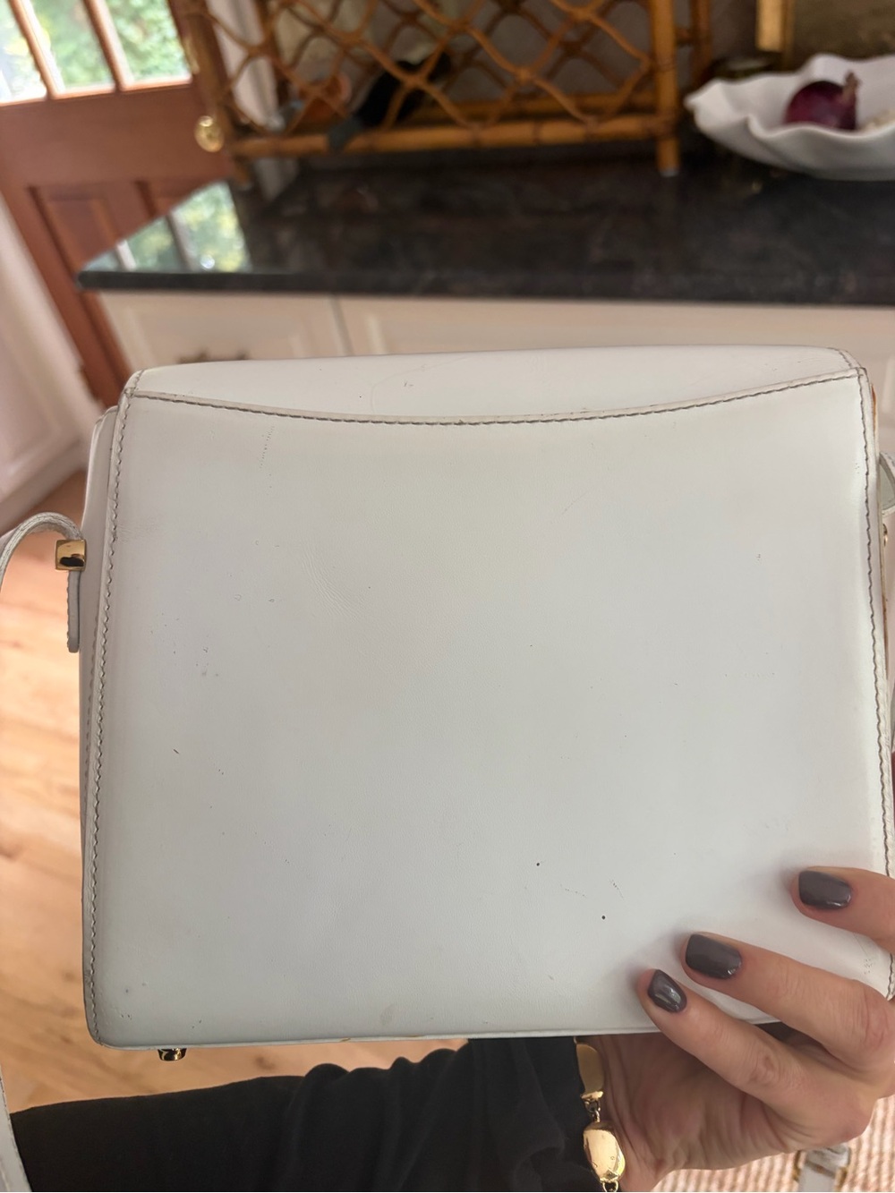 White Leather Bally Crossbody Bag with Gold Hardware - Picture 8 of 10